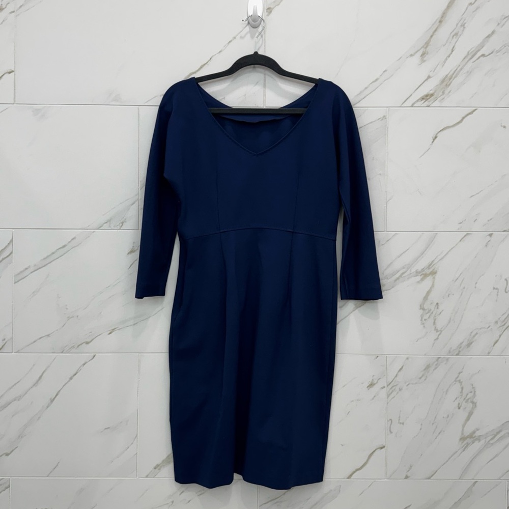 Piazza Sempione - Navy Long Sleeve V-Back Dress - Picture 11 of 11